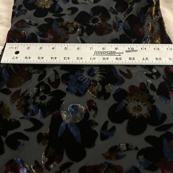 Mevisto Womens Black Multicolor Burnout Velvet Floral Long Sleeve Shift Dress - Picture 9 of 9